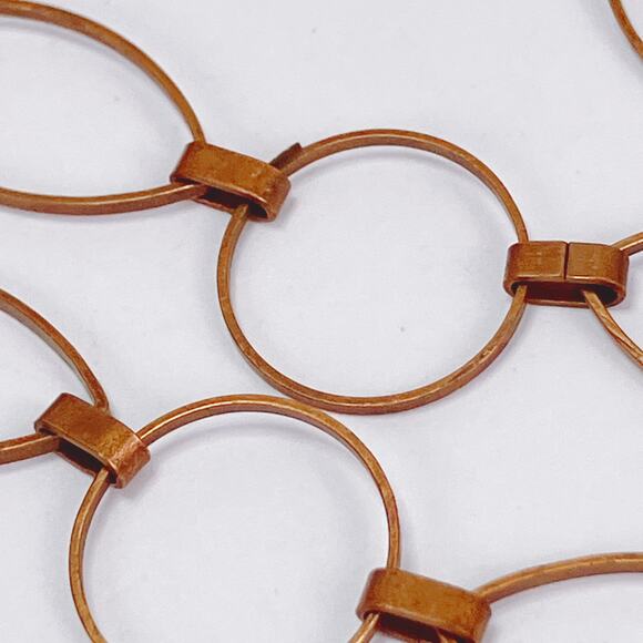 Long Vintage Copper Geometric Link Necklace Mid Century Modernist 1960s 1970s - Picture 6 of 9